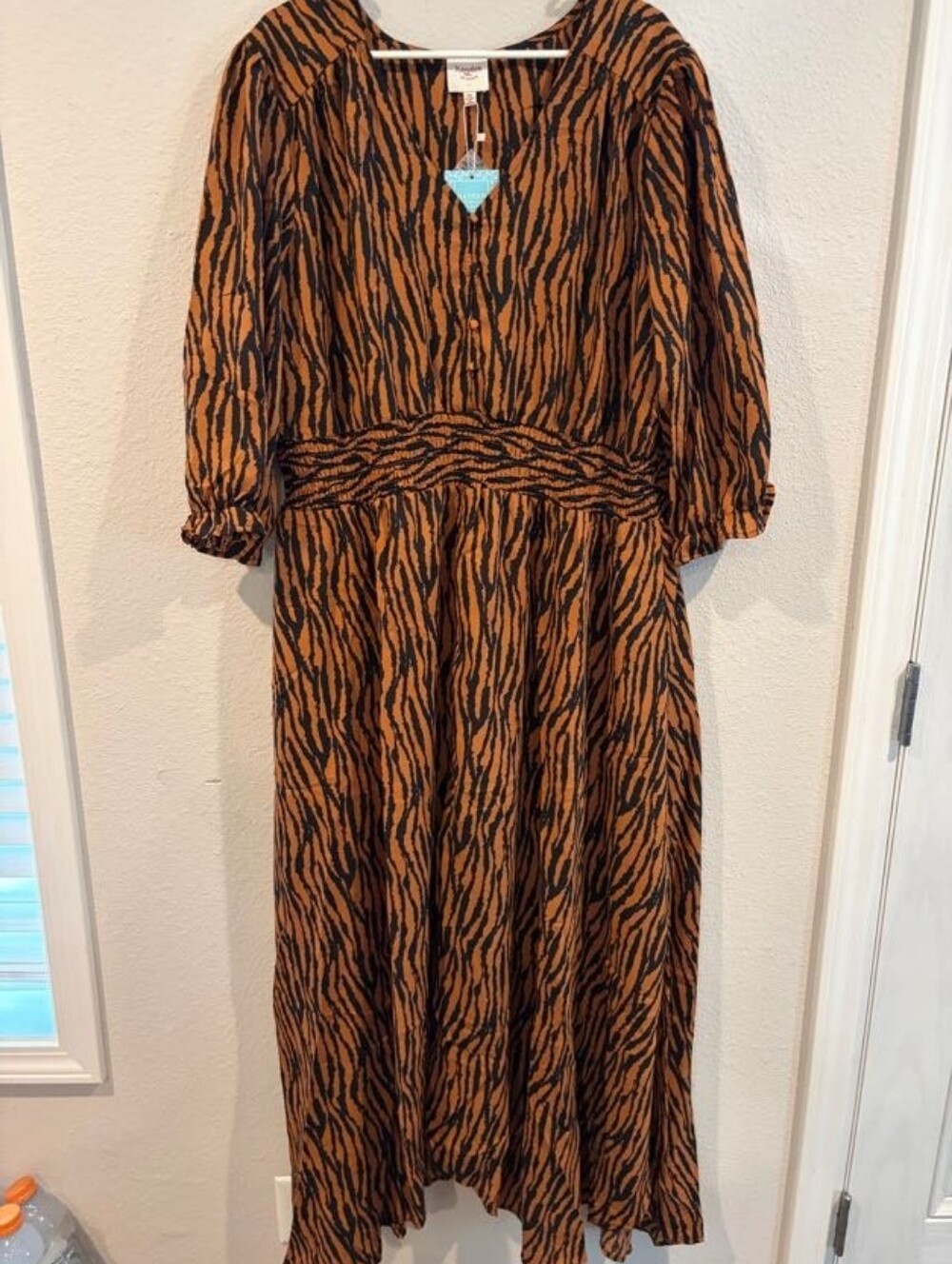 NEW Hayden Los Angeles Womens Casual Orange Black Zebra Print Maxi Dress SZ 2XL